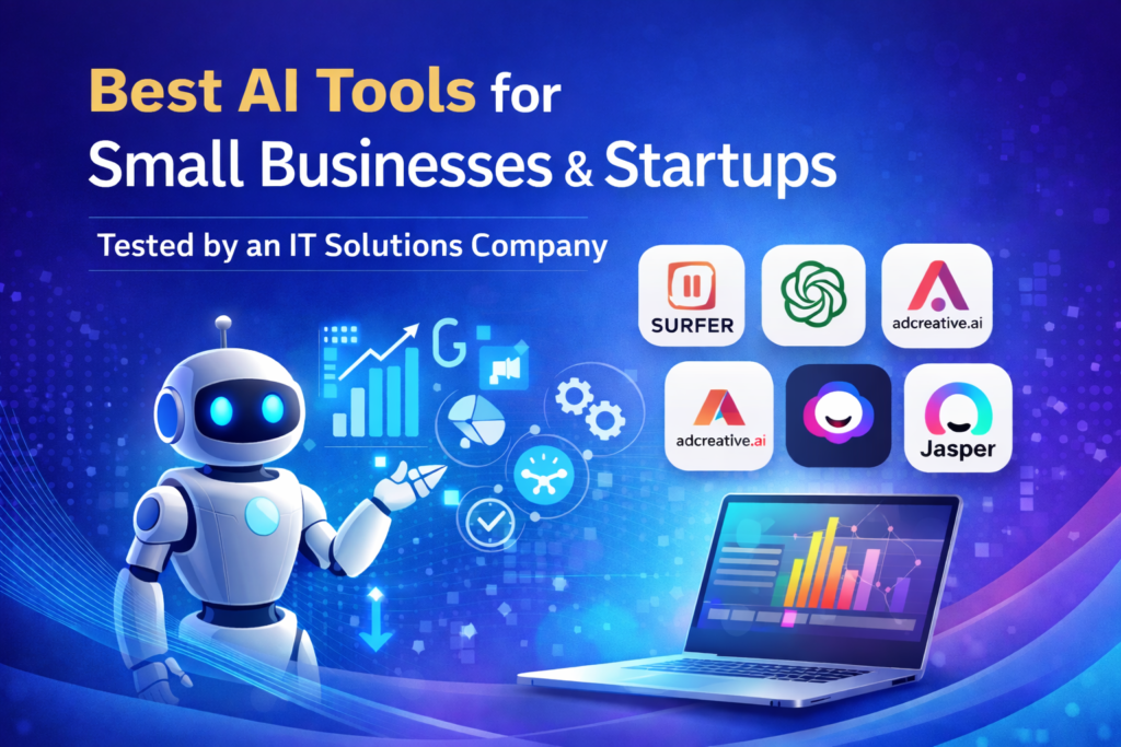 Best AI tools for small businesses in 2026 with automation and productivity visuals